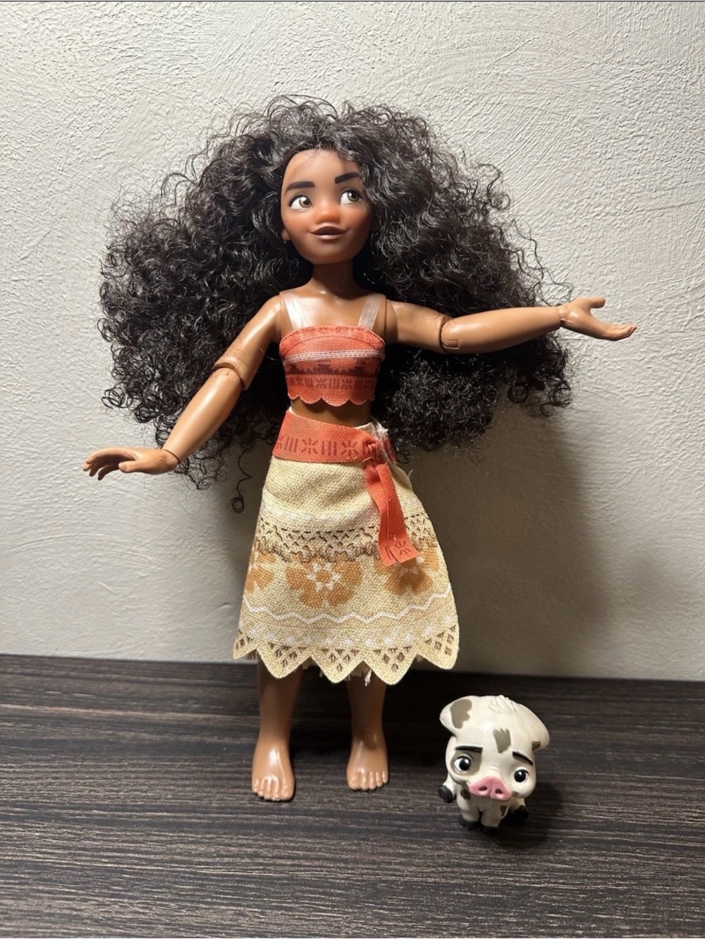 Moana 11" Doll – Articulated Arms & Posable Legs Disney Store Curly Hair And Pua